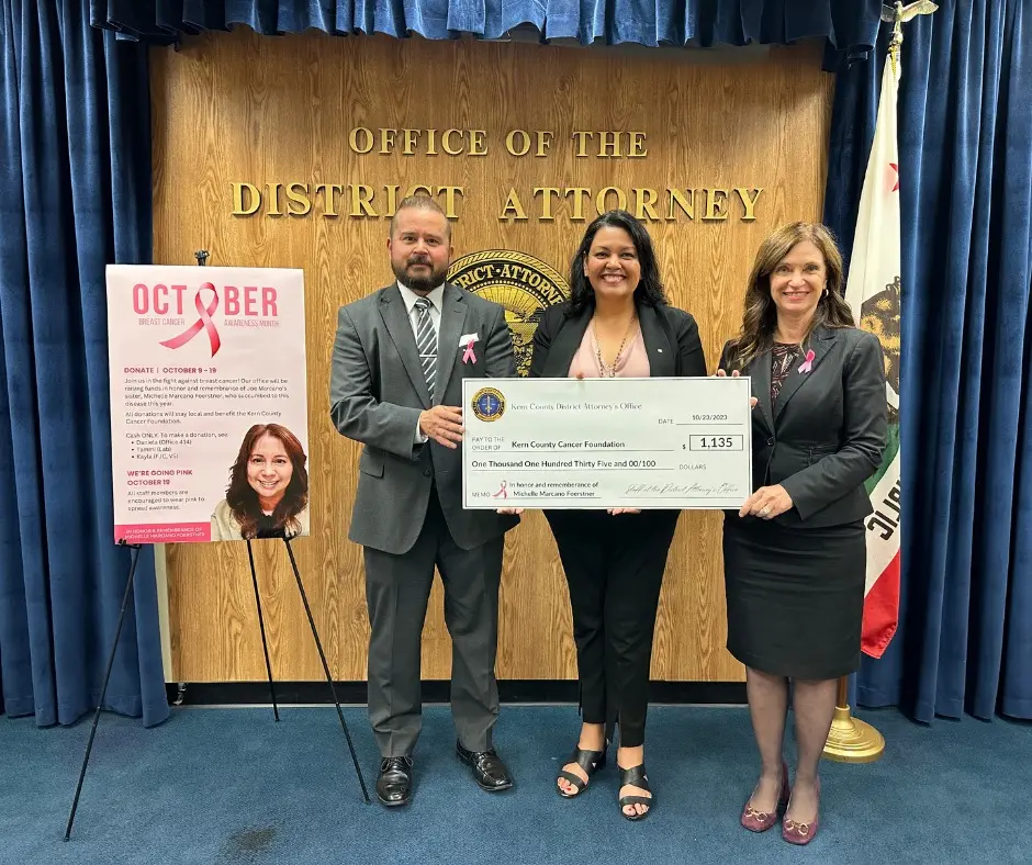 Kern County District Attorney's Office Presents Kern County Cancer Foundation with their check donation