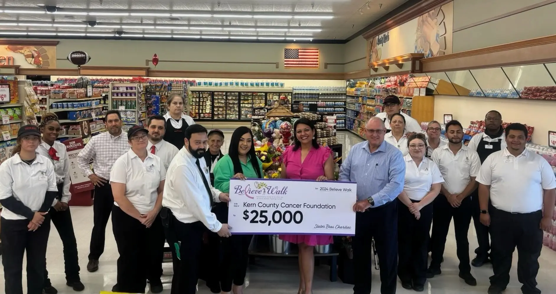 Stater Bros. Charities presents Kern County Cancer Foundation with Check from their Believe Walk Event